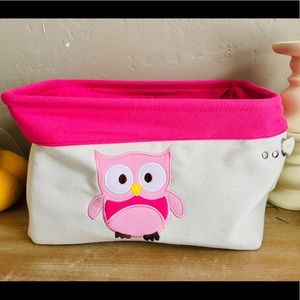 Woodland OWL canvas bin basket pink nursery baby kids room bedroom decor…